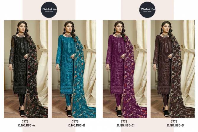 1185 By Mehboob Tex Faux Georgette Embroidered Work Pakistani Suit Catalog